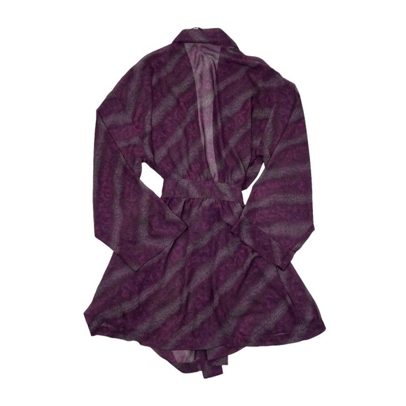Victorias Secret Purple Printed Sheer Chiffon Long Sleeve Robe - Picture 6 of 6